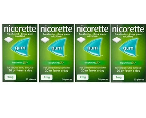 Nicorette 2mg Freshmint Gum Nicotine (4 x 30 Pack) - Picture 1 of 1