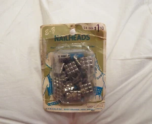 NOS Vtg Pack E-Z Buckle Square Nailheads Studs 1960s Chrome BOHO Hippie sz 1/2" - Picture 1 of 4