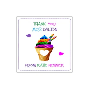 ICE-CREAM TEACHER THANK YOU CARD, Handmade Personalised School Gift Card Nursery - Picture 1 of 6