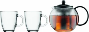 2 Mugs Tea Press Kettle With Filter Set BodumAssam 34oz Black Herbal Tea Infuser - Picture 1 of 6