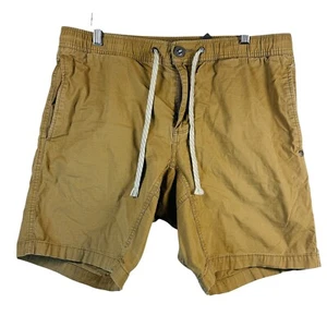 Vuori Ripstop Shorts Sz L Khaki Organic Cotton Stretch Drawstring Hiking Camp - Picture 1 of 9