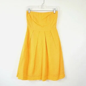 J CREW Size 2 Yellow Erica Strapless Short Dress 100% Cotton - Picture 1 of 14