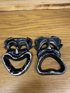 Vintage Greek Tragicomedy Metal Masks - Picture 1 of 6