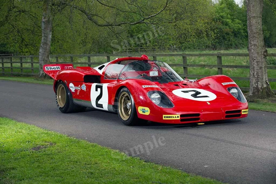 Póster fotográfico retro Ferrari 1970 512 S rojo metálico alta resolución decoración de pared impresión Foto 1 de 1