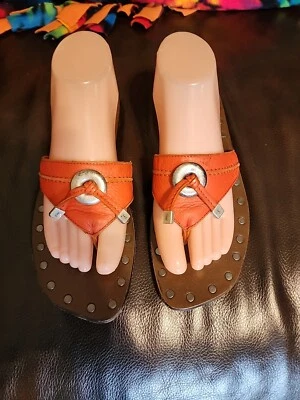 Sandalias YSL Naranja Cuero/Chanclas Talla 38/7.5   Foto 1 de 4