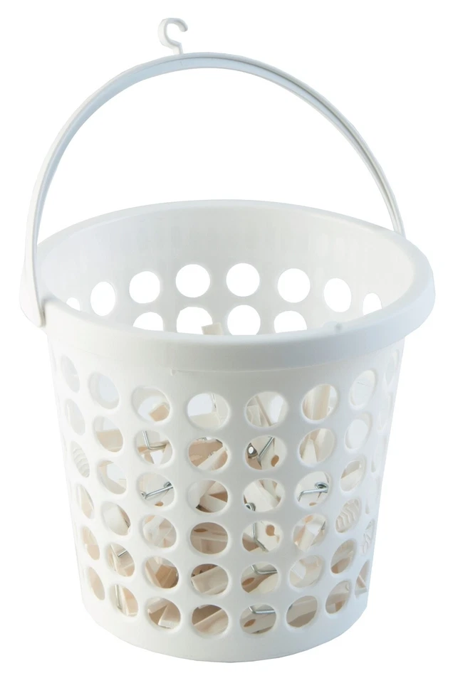 Wäscheklammer-Körbchen Wäscheklammerkorb Kunstsoff weiß - Bild 1 von 1