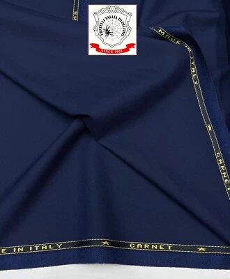 Navy Blue Suiting Fabric 2-Ply Super 130s Wool Tallia Di Delfino Italy 2.35m - Image 1 of 4