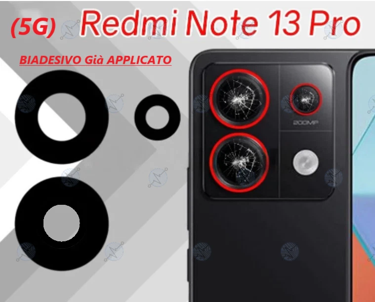 VETRINO VETRO FOTOCAMERA CAMERA POSTERIORE x XIAOMI REDMI NOTE 13 PRO 5G +BIADES