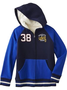 Boys Blue Undefeated Sports Sherpa Line Zip Front Hoodie Sweatshirt Jacket - Picture 1 of 1
