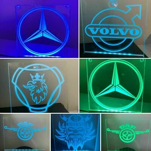 Truck 2x150X150mm Name plate Interior 12v Engraved Usb Name Plate Led Light - Picture 1 of 12