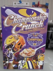 RARE 2019 LSU TIGERS CHAMPIONSHIP CRUNCH FROSTED CORN FLAKES CEREAL BOX MINT - Picture 1 of 8