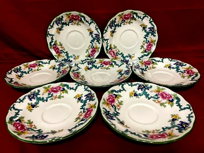 Royal Doulton Floradora Verde Juego de 7 Platillos 6" Inglaterra Foto 1 de 2
