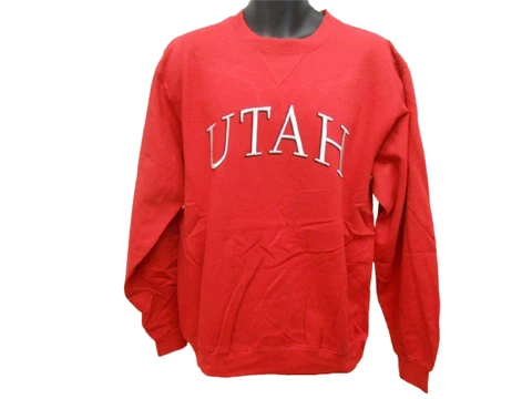 NEW University of Utah Utes Adult Mens sizes M-L-XL-2XL Red Crew Sweatshirt $40 Cover