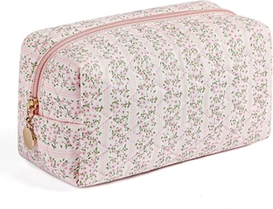 Makeup Bag Travel Cosmetic Bag for Women Girls, Zipper Make up Pouch, Floral Flo - Picture 1 of 12