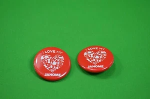 2 I Love My Janome Pins, rot, Herz, Janome Nähmaschine, gebraucht, 1 1/4", J1 - Bild 1 von 2