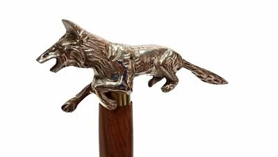 BASTONE DA PASSEGGIO IN LEGNO STILE CLASSICO CANNA OTTONE ARGENTO MANICO TEST... - Immagine 1 di 4