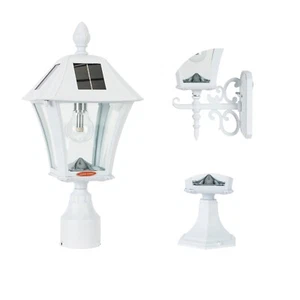 GAMA SONIC Baytown Bulb Solar LED Lamp - White, Wall/Pier/3" Fitter Mounts - Picture 1 of 11