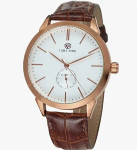 FORSINING MEN'S CASUAL AUTOMATIC SELF-WINDING WATCH WITH LEATHER STRAP - Picture 1 of 5