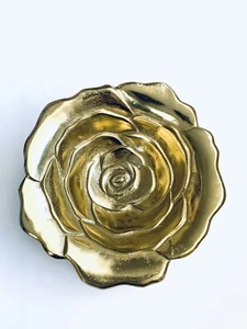 Julia Knight Gold Rose Bowl 8” Metalware Shiny Finish Enamel on Aluminum GUC - Picture 1 of 4