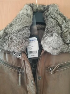 lederjacke gipsy by mauritius mit abnehmbarem Fellkragen taupe braun Gr. L neu - Bild 1 von 7