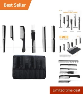 Professional Hairdresser's Carbon Fibre Comb Set - 6 Essential Tools & Wallet - Picture 1 of 8
