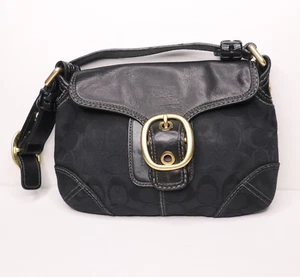 Vintage Coach Bleeker 11441 Black Jacquard Leather Flap Y2K Shoulder Bag Purse - Picture 1 of 16