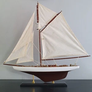 Wooden Model Boat Colombia Yacht Sail 60cmL 60cmH - Picture 1 of 2
