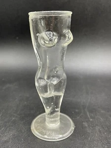 Vintage Taiwan Curio kleine Akt Frau Körper Klarglas Vase Schnapsglas - Bild 1 von 6