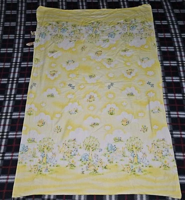 Винтаж 1982 Dundee Mills Детское Приемное Одеяло Фланель Желтые Животные Сад - Изображение 1 из 4