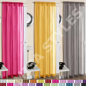 PLAIN VOILE CURTAIN PANEL ROD POCKET NET SLOT TOP MANY COLOURS & SIZES           - Picture 1 of 19