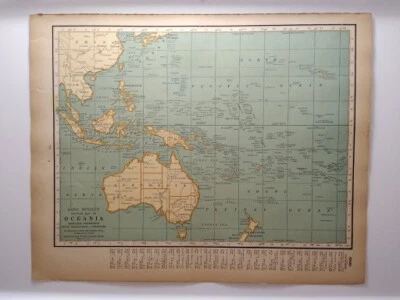 1929 Vintage OCEANIA Atlas Map Original Antique Rand McNally Premium Atlas - Image 1 of 4