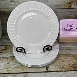 Set 4 piatti Gibson REGALIA bianchi goffrati punti e linee ceramica forno sicuro - Foto 1 di 19