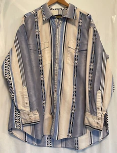 Vintage Panhandle Slim Western Long Sleeve Shirt Blue Stripe Men's XXL - Picture 1 of 10