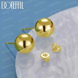 DOTEFFIL Oro 18K 8/10mm Redondo Suave Cuentas Sólidas Bola Arete Fiesta Joyería - Imagen 1 de 2