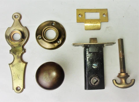Antique Closet Door Set Latch Plates Knobs Reclaimed Salvage Cover
