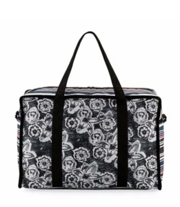 NWT Lesportsac Gabrielle Ripstop East West Box Duffel Bag Black White/Multi $175 - Picture 1 of 5