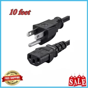 10FT 14/3 Power Cord Cable NEMA 5-15P to IEC 60320 C13 3-Prong 14AWG 15A - Picture 1 of 8