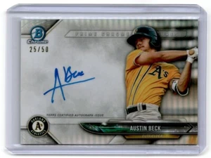 2018 Bowman Chrome Prime Signatures Austin Beck Auto 25/50 Oakland Athletics - Picture 1 of 2