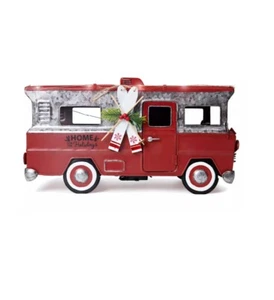 Battery-Op LED Lighted Vintage Christmas Holiday RV Retro Metal Truck - Picture 1 of 6