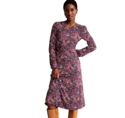 Vestido midi Boden para mujer Camille Jersey 4 Petite estampado floral cachemir manga larga Foto 1 de 4