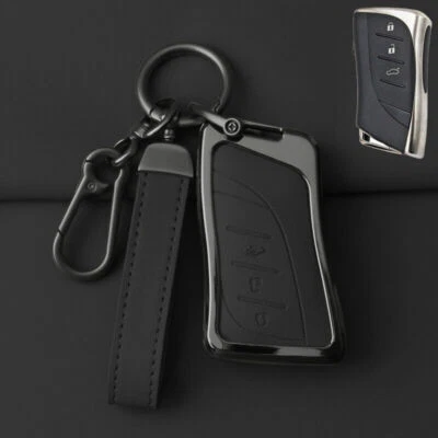 For Lexus LS LC UX ES ES300h ES350 Zinc Alloy Leather Car Key Fob Case Cover Bag - Image 1 of 4