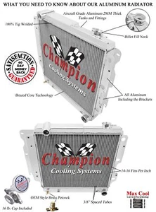 Radiador 4 filas SZ Champion para Jeep Wrangler YJ Chevy V8 conversión 1987-2004 - Imagen 1 de 7