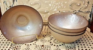 Set of 4 Pink Blush Sparkle Glass Salad Bowls 5.75” - Picture 1 of 6