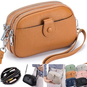 Lady Real Leather Handbag Cell Phone Wallet Shoulder Crossbody Bag Satchel Purse - Picture 1 of 31