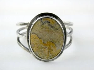 NA Navajo Leonard Bruce Hodgins Sterling Silver Jasper Cuff Bracelet 6.5In 43.4g - Picture 1 of 15