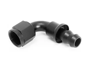 Push-On Alu Fitting Dash 4 / -4 AN / JIC 4 Anschluss 90° Schwarz eloxiert - Bild 1 von 3