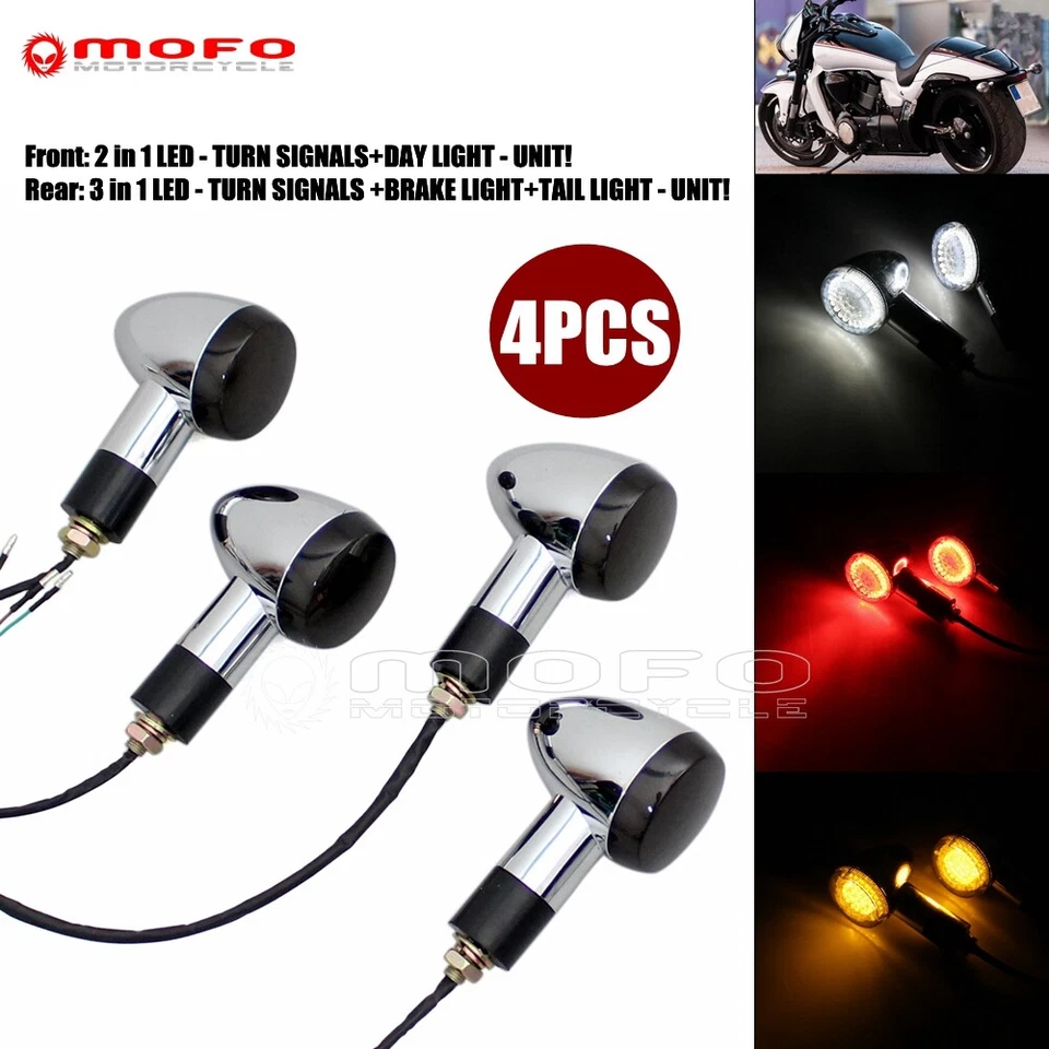 Motorcycle LED Turn Signal Light Tail Lamp For 10mm Honda Yamaha Suzuki Kawasaki - Image 1 of 4