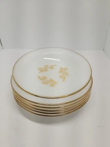 6 Federal White Dish Bowl Cereal Soup Milk Glass Gold Trim 8 W x 1.5 Deep Vtg - Picture 1 of 3