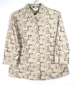 NEW ALFRED DUNNER Womens Poly Rayon 3/4 Sleeve Blouse Embroidered Floral Size 18 - Picture 1 of 16