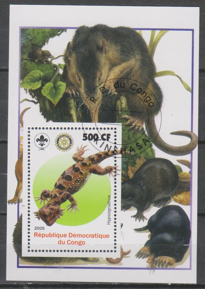 Timbres Dinosaures - Feuillet de timbres préhistoire de Congo - TBE - Photo 1/1